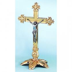  Altar Crucifix | 12\" | Brass Or Bronze | Petal Base | Budded Cross 
