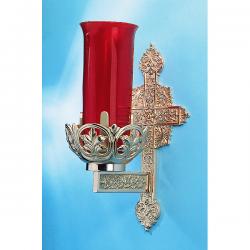  Sanctuary Wall Lamp | 9\" x 15\" | Brass Or Bronze | Ornate Cross Backplate 