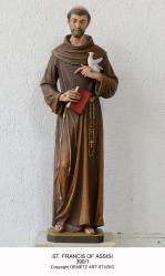  St. Francis of Assisi Statue w/Dove in Fiberglass, 60\"H 