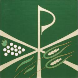  Green \"Chi Rho, Grapes, Wheat\" Altar Cover - Lucia Fabric 