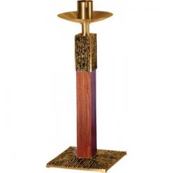  Paschal Candlestick | 48\" | Brass Or Bronze | Oak Or Walnut Wood Square Column & Base 