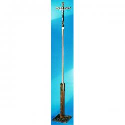  Processional Crucifix | 44\" | Bronze Or Brass | Wood Column | Modern Base 