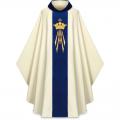  White Gothic "Marian" Chasuble - Roll Collar - Cantate Fabric 