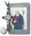  ST. BENEDICT CRUCIFIX ON A BLACK CORD WITH A JUBILEE MEDAL BOXED 