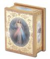  DIVINE MERCY NATURAL WOOD SQUARE ROSARY BOX 