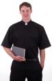  Black Short Sleeve Tab Clergy Shirt 