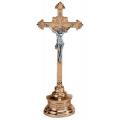  Altar Crucifix | 21" | Brass Or Bronze | Round Base | Budded Cross 
