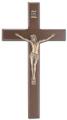  10" WALNUT FINISH CROSS WITH MUSEUM GOLD PLATED CORPUS 