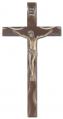  10" WALNUT FINISH NOTCHED CROSS WITH MUSEUM GOLD PLATED CORPUS 
