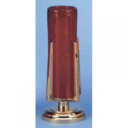  Electric Sanctuary Lamp | Brass Or Bronze | Red Glass | Round Base 