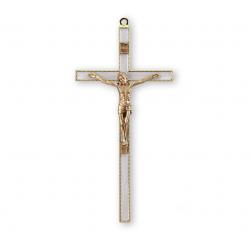  7\" WHITE CROSS WITH GOLD PLATING WITH GOLD CORPUS 