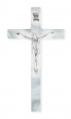 PEARLIZED WHITE CROSS WITH FINE PEWTER CORPUS 