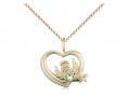  Heart/Guardian Angel Neck Medal/Pendant w/Peridot Stone Only for August 