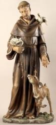  St. Francis of Assisi Statue in a Resin/Stone Mix, 36 1/2\"H 