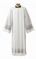  Adult/Clergy Alb in Silky Poplin w/IHS Lace Bands & Square Neck/Yoke 