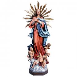  Our Lady of the Assumption of Mary Statue w/Angels in Linden Wood, 32\" - 60\"H 