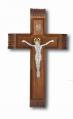  10" WALNUT SICK CALL CRUCIFIX WITH SILVER PLATED CORPUS 