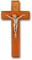  9" NATURAL CHERRY CROSS WITH ANTIQUE SILVER PLATED CORPUS 