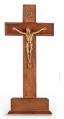  10" WALNUT STANDING CROSS WITH MUSEUM GOLD PLATED CORPUS 