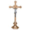  Altar Crucifix | 20" | Brass Or Bronze | Hexagonal Base | Embellished Cross 