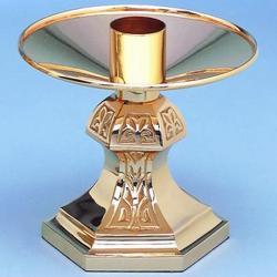  Altar Candlestick | 5\" | Brass Or Bronze | Hexagonal Base 