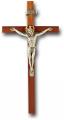  11" WALNUT CROSS WITH ANTIQUE SILVER PLATED CORPUS 