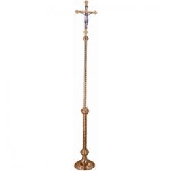  Processional Crucifix | 84” | Bronze Or Brass | Budded Textured Cross 