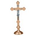  Altar Crucifix | 14" | Brass Or Bronze | Round Base | Budded Cross 
