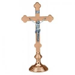  Altar Crucifix | 14\" | Brass Or Bronze | Round Base | Budded Cross 