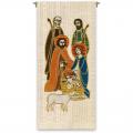  White Tapestry - Christmas Nativity Motif - Omega Fabric 