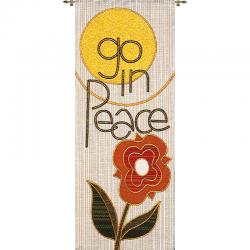  White Tapestry - \"Go In Peace\" Motif - Omega Fabric 