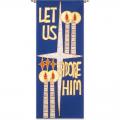  Blue Ambo/Lectern Cover - "Let Us Adore Him" - Omega Fabric 