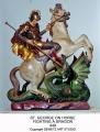  St. George w/Horse Fighting a Dragon Statue in Linden Wood, 40"H 