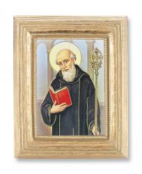  ST. BENEDICT GOLD STAMPED PRINT IN GOLD FRAME 