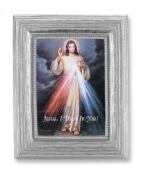  DIVINE MERCY GOLD STAMPED PRINT IN SILVER FRAME 