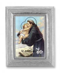  ST. ANTHONY GOLD STAMPED PRINT IN SILVER FRAME 