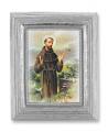  ST. FRANCIS GOLD STAMPED PRINT IN SILVER FRAME 