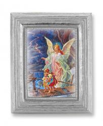  GUARDIAN ANGEL GOLD STAMPED PRINT IN SILVER FRAME 