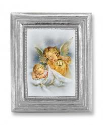  GUARDIAN ANGEL GOLD STAMPED PRINT IN SILVER FRAME 