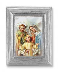  HOLY FAMILY GOLD STAMPED PRINT IN SILVER FRAME 