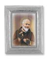  ST. PIO GOLD STAMPED PRINT IN SILVER FRAME 