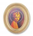  LIGHT OF THE WORLD GOLD STAMPED PRINT IN OVAL GOLD LEAF FRAME 
