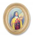  ST. THERESE GOLD STAMPED PRINT IN OVAL GOLD LEAF FRAME 
