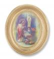  FIRST COMMUNION (BOY) GOLD STAMPED PRINT IN OVAL GOLD LEAF FRAME 