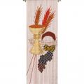  White Tapestry - Eucharist Motif - Omega Fabric 