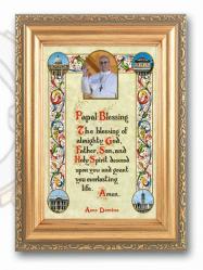  POPE FRANCIS PAPAL BLESSING IN AN ANTIQUE GOLD FRAME 