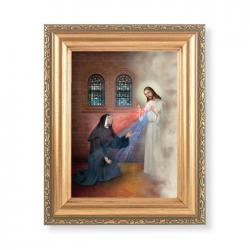  ST. FAUSTINA ANTIQUE FRAME WITH DIVINE MERCY PRINT 