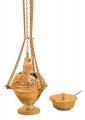  Thurible & Incense Boat | Bronze Or Brass | Ornate Lid & Round Base 