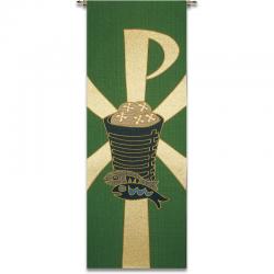  Green Tapestry - Eucharist Motif - Omega Fabric 