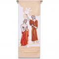  White Tapestry - Baptism of Jesus Motif - Lucia Fabric 